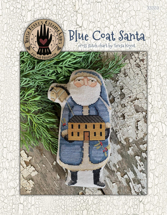 NEW!! Blue Coat Santa by Teresa Kogut - Cross Stitch Paper Pattern