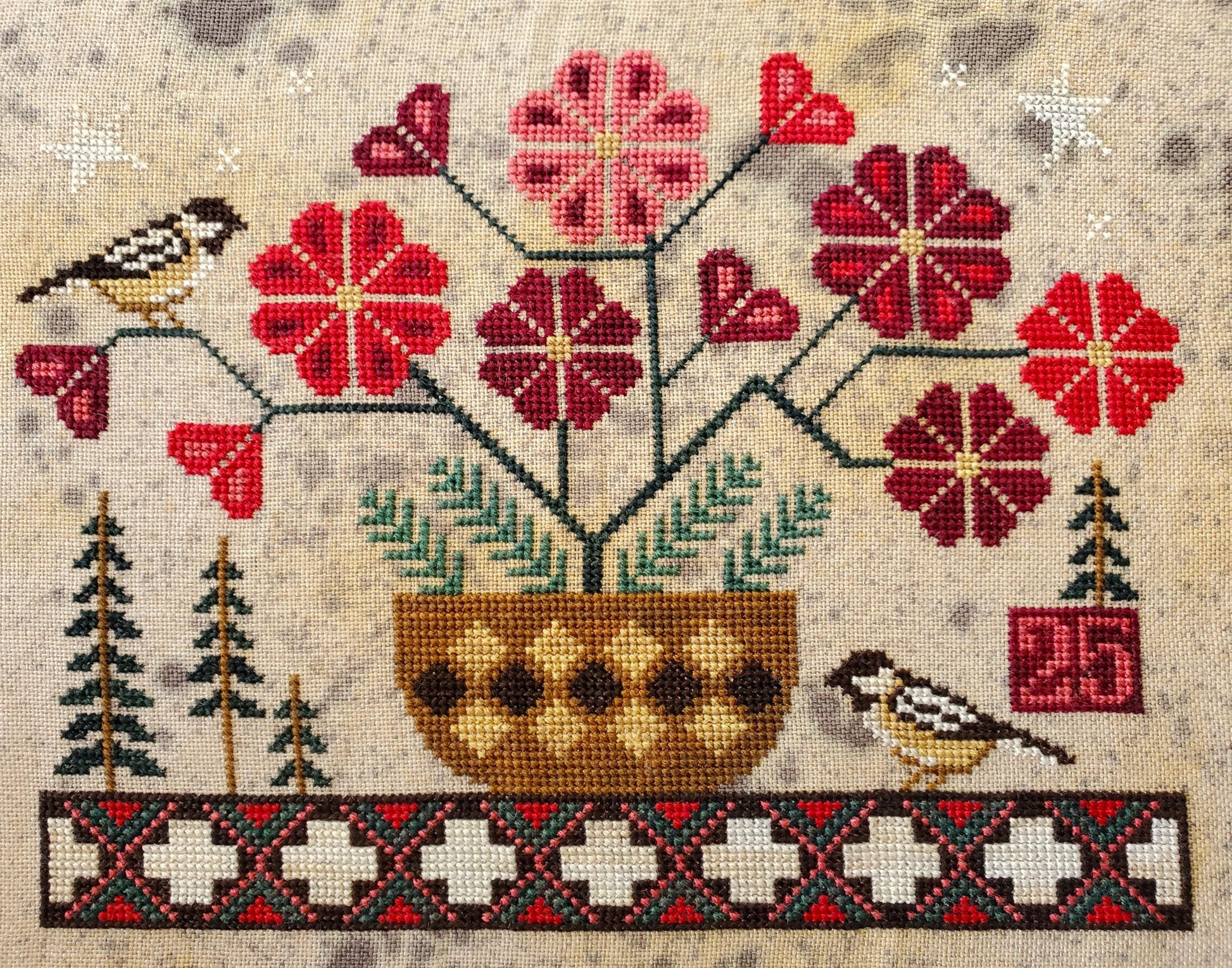 December Chickadees - Cross Stitch Paper Pattern