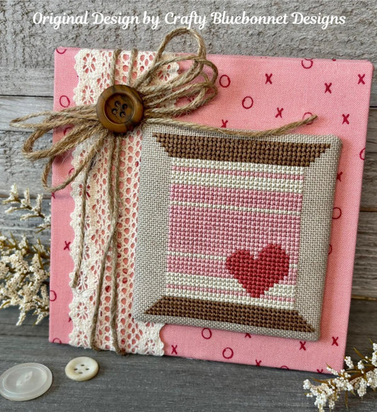 Heart with Stripes Spool by Crafty Bluebonnet Designs - Cross Stitch Paper Pattern