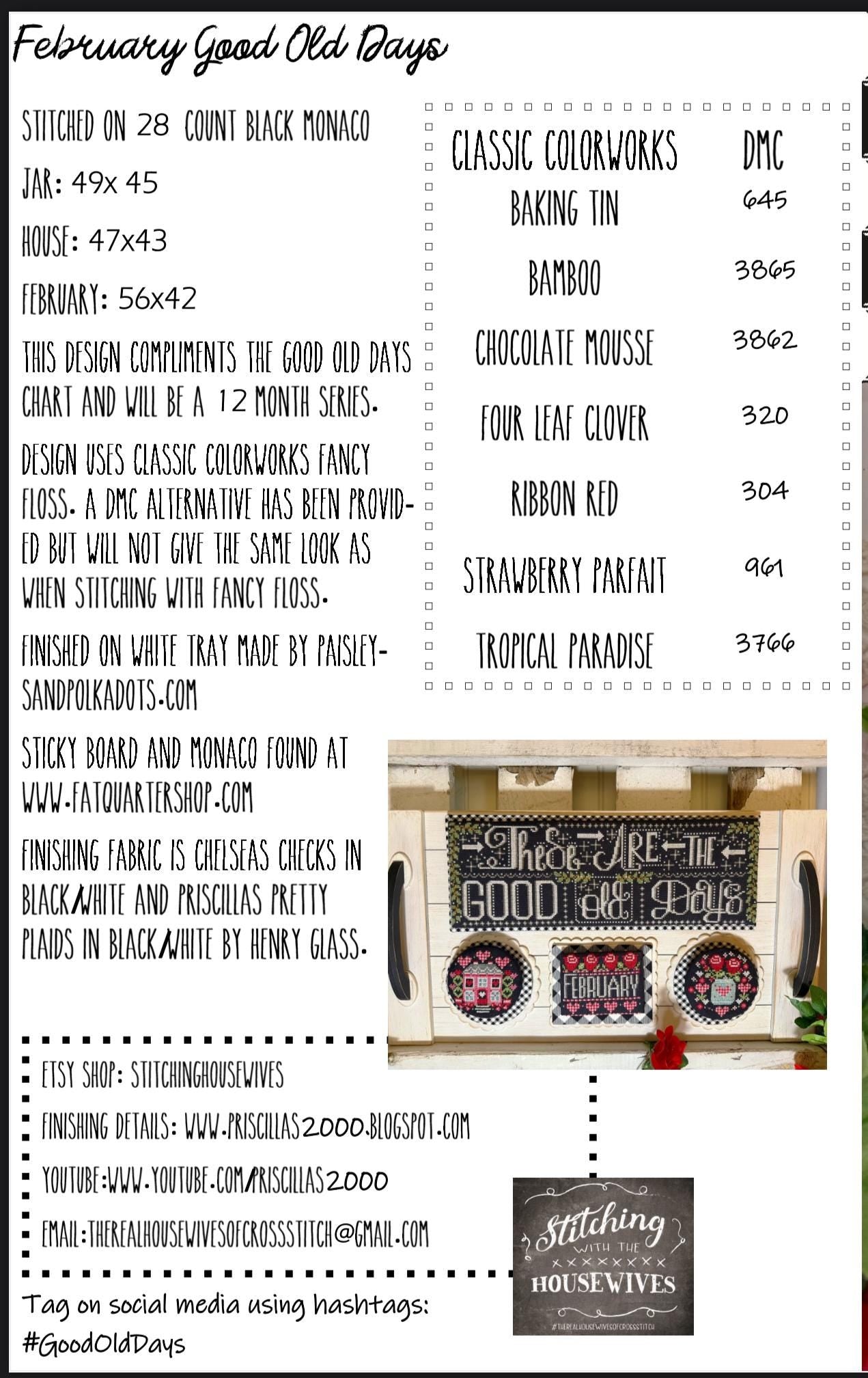 Good Old Days Minis - February - by Stitching with the Housewives - Cross Stitch Paper Pattern