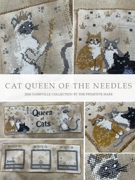 Cat Queen of the Needles - Cross Stitch Paper Pattern
