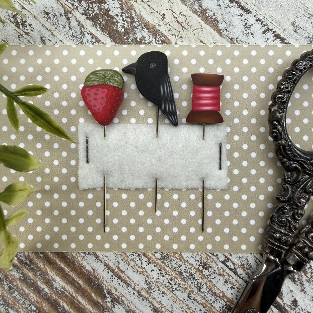 Strawberry and Thread Pin Set