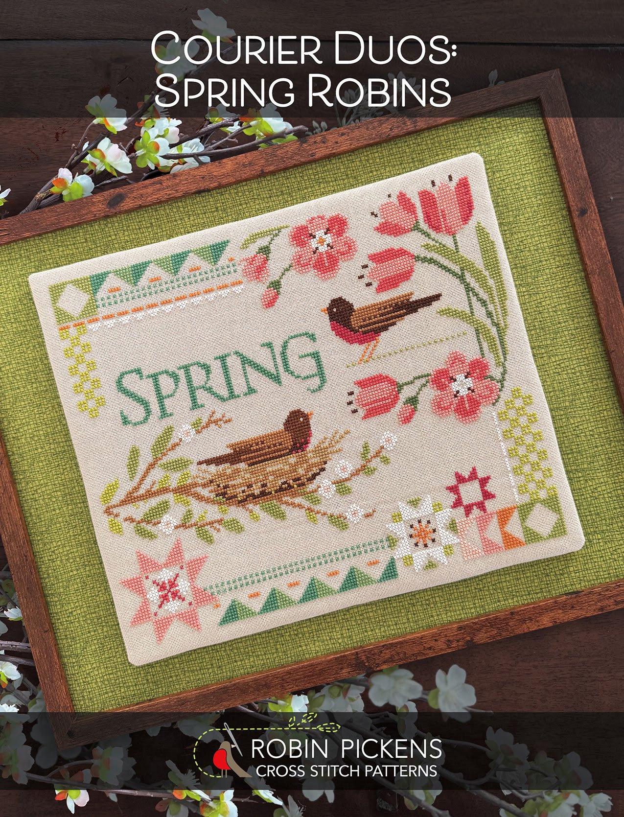 Courier Duos: Spring Robins - Cross Stitch Paper Pattern