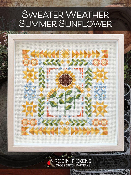 Sweater Weather Summer Sunflower - Cross Stitch Paper Pattern