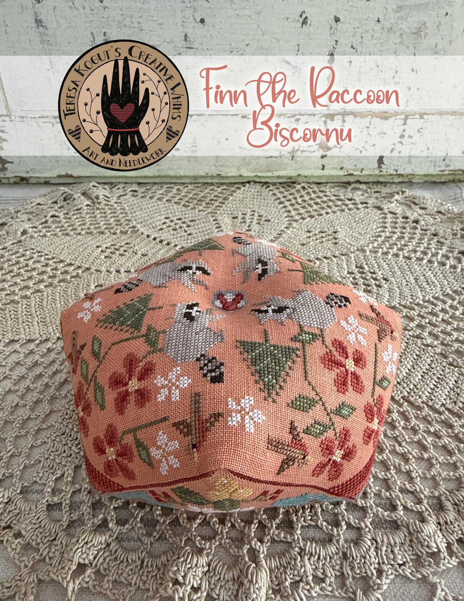 Finn the Raccoon Biscornu - Cross Stitch Paper Pattern