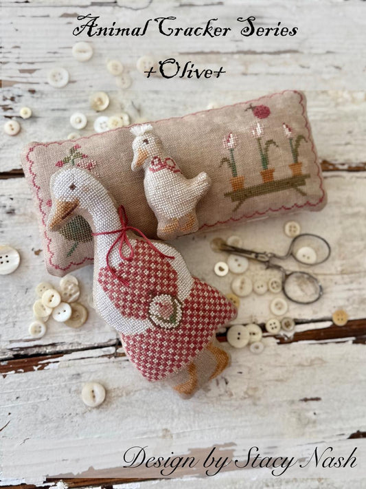 Animal Cracker Series - Olive - by Stacy Nash Designs - Cross Stitch Paper Pattern