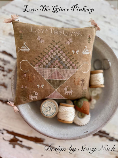 Love the Giver Pinkeep - Cross Stitch Paper Pattern