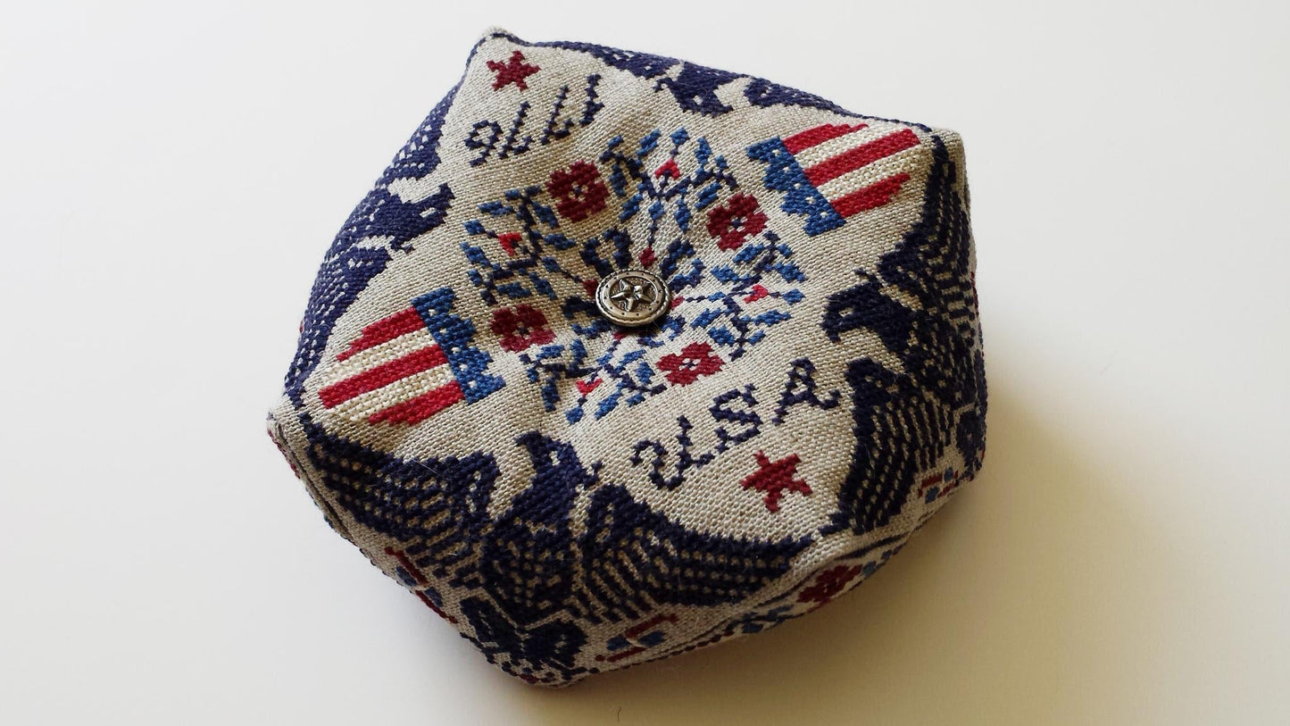 PREORDER! Patriotic Biscornu by Siren Stitchworks - Cross Stitch Paper Pattern