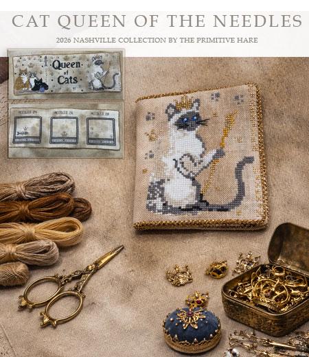 Cat Queen of the Needles - Cross Stitch Paper Pattern