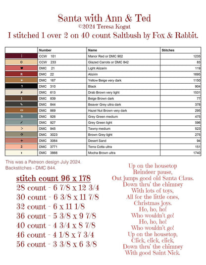 PREORDER! Santa with Ann & Ted Pattern - 2026 Nashville Needlework Market