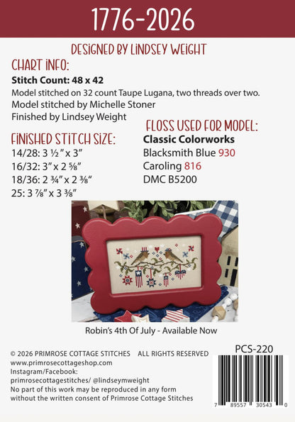 1776-2026 - Cross Stitch Paper Pattern