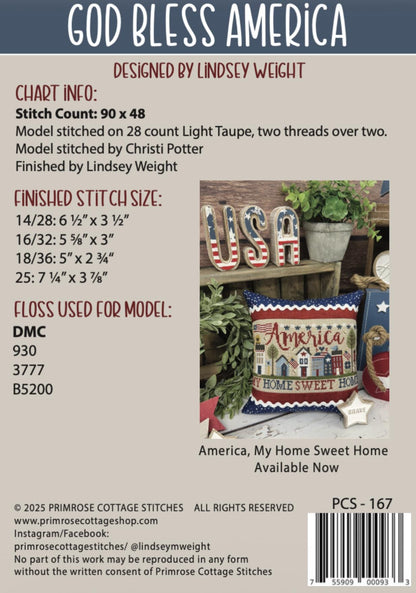 God Bless America by Primrose Cottage Stitches - Cross Stitch Paper Pattern