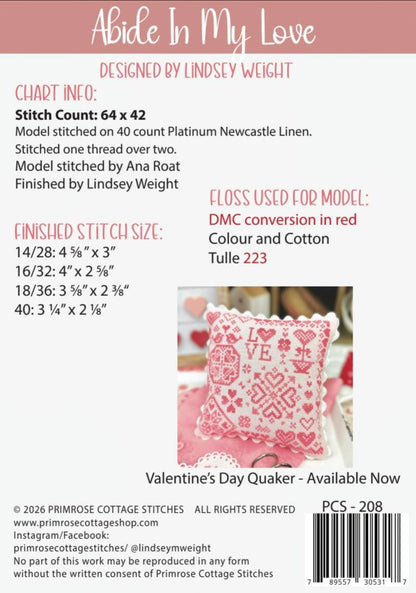 Abide in My Love by Primrose Cottage Stitches - Cross Stitch Paper Pattern