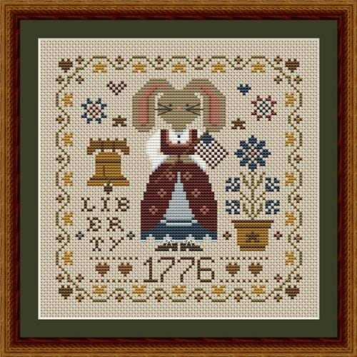 Patriotic 1776 Bunny - Cross Stitch Paper Pattern