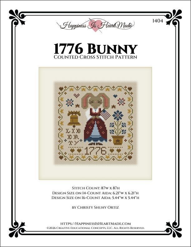 Patriotic 1776 Bunny - Cross Stitch Paper Pattern