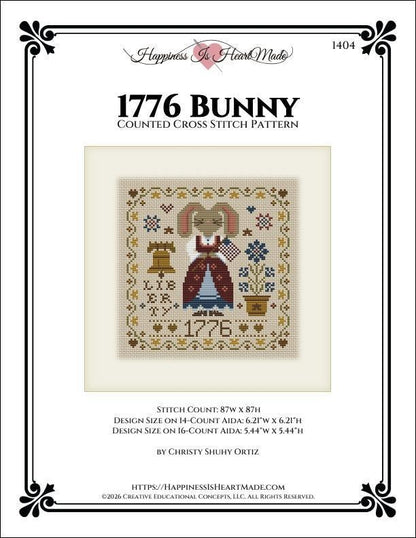 Patriotic 1776 Bunny - Cross Stitch Paper Pattern