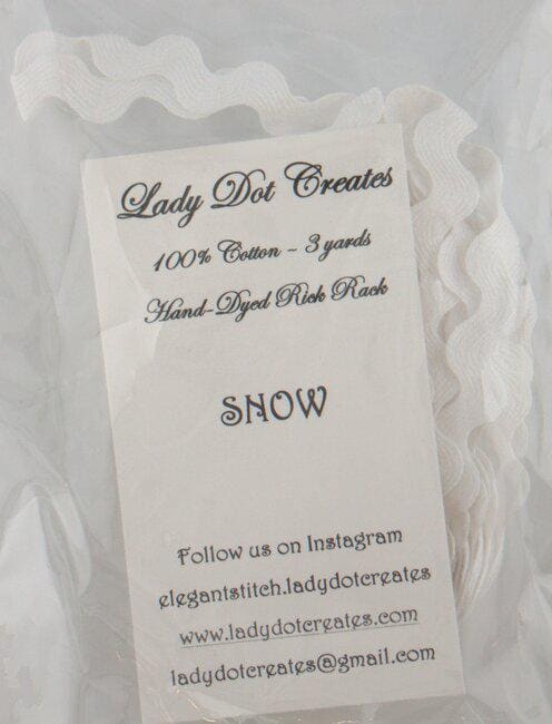 Snow Rick Rack Trim (3 yards) - 1/2 inch - Lady Dot Creates