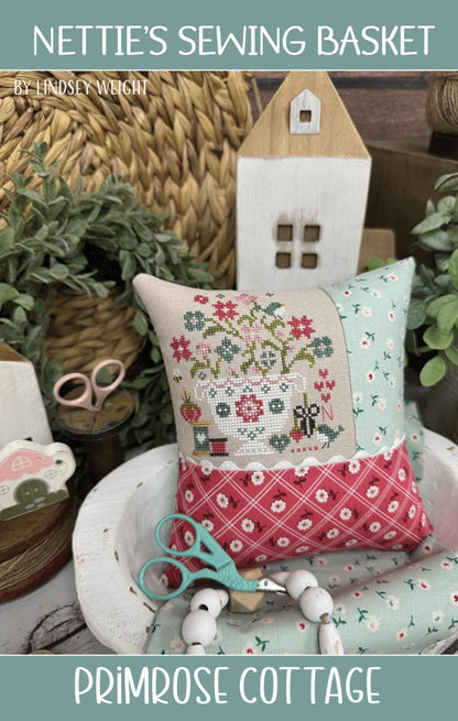 PREORDER!! Nettie's Sewing Basket by Primrose Cottage Stitches - Cross Stitch Paper Pattern