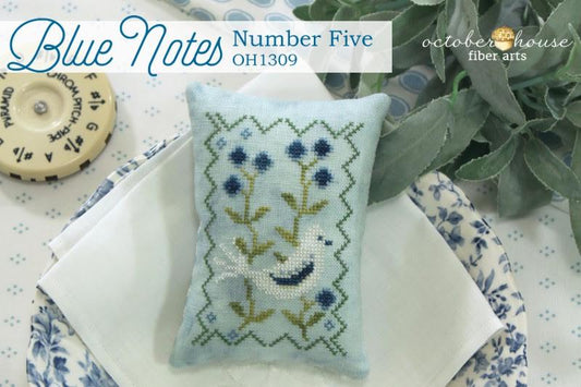 PREORDER!! Blue Notes - Number Five - by October House Fiber Arts - Cross Stitch Paper Pattern