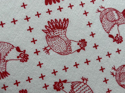 Thread Bed/Floss Catcher - Henhouse Red Chickens