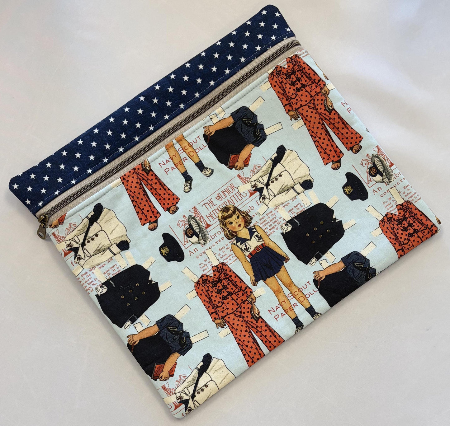 Project Bag 12 x 14 - Cloth - Patriotic Vintage-Style Paper Dolls