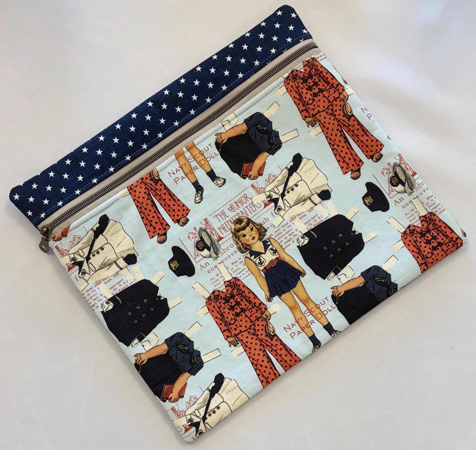 Project Bag 12 x 14 - Cloth - Patriotic Vintage-Style Paper Dolls