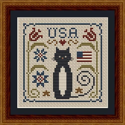 Cat Tales Collection: Patriotic USA Cat - Cross Stitch Paper Pattern