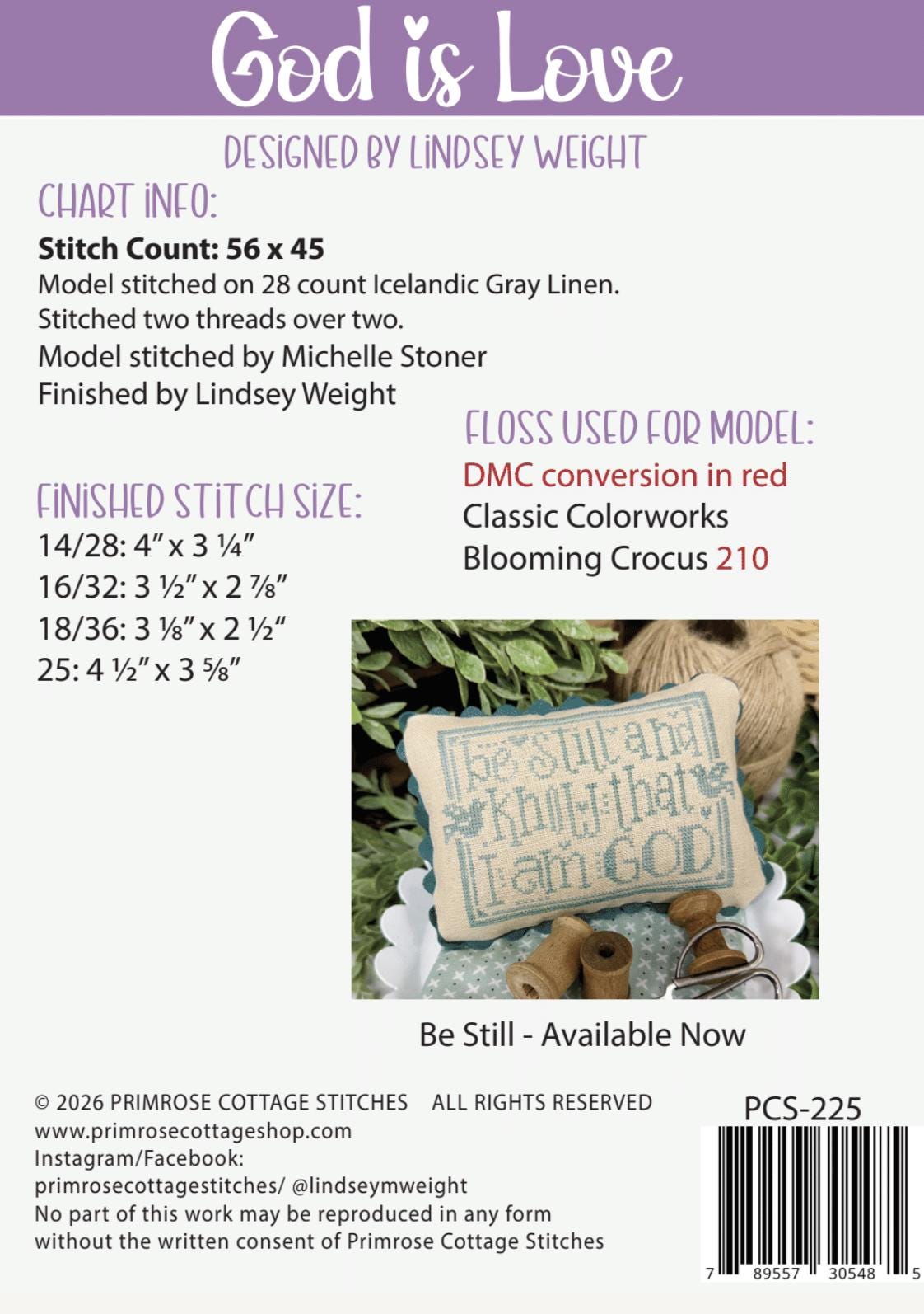 PREORDER!! God is Love by Primrose Cottage Stitches - Cross Stitch Paper Pattern