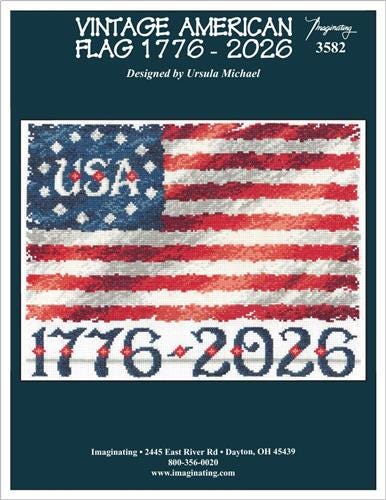 Vintage American Flag 1776 - 2026 by Imaginating - Cross Stitch Paper Pattern