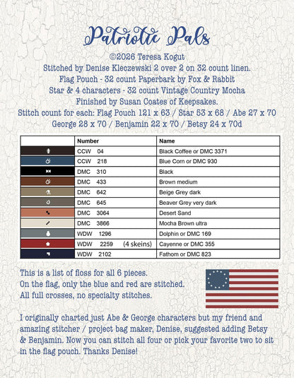 PRE-ORDER!! Patriotic Pals by Teresa Kogut - Cross Stitch Paper Pattern