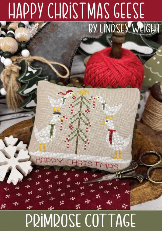 PRE-ORDER!! Happy Christmas Geese by Primrose Cottage Stitches - Cross Stitch Paper Pattern