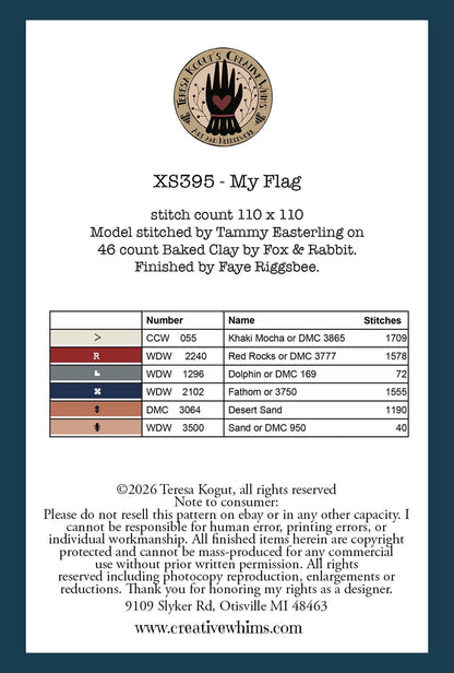 PRE-ORDER!! My Flag by Teresa Kogut - Cross Stitch Paper Pattern