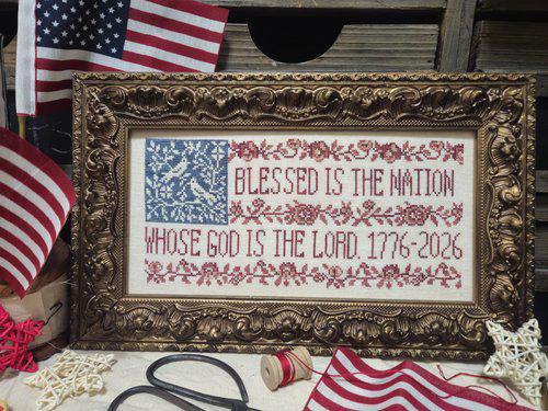 Toile Flag by Quaint Rose Needlearts - Cross Stitch Paper Pattern