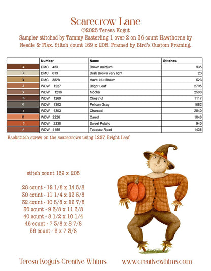Scarecrow Lane by Teresa Kogut (PRE-ORDER)- Cross Stitch Paper Pattern