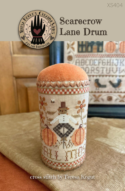 Scarecrow Lane Drum by Teresa Kogut (PRE-ORDER)- Cross Stitch Paper Pattern