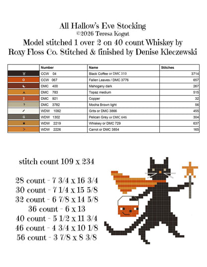 All Hallow's Eve Stocking by Teresa Kogut (PRE-ORDER)- Cross Stitch Paper Pattern
