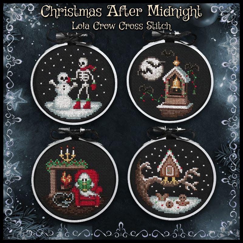 Christmas After Midnight Ornament Set by Lola Crow Cross Stitch (PRE-ORDER) - Cross Stitch Paper Pattern
