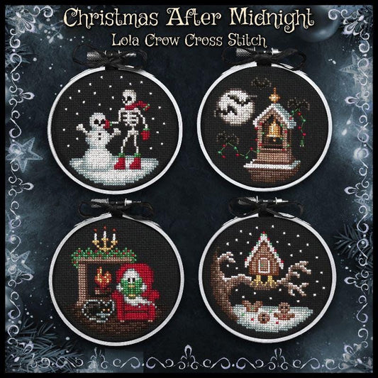 Christmas After Midnight Ornament Set by Lola Crow Cross Stitch (PRE-ORDER) - Cross Stitch Paper Pattern