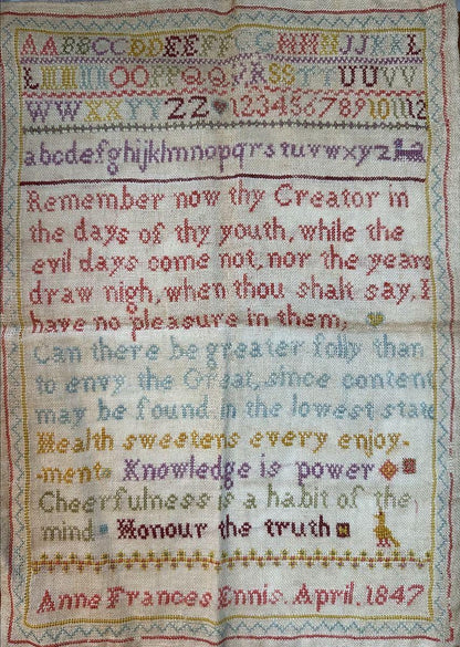 Anne Frances Ennis 1847 Words to Live By by Cross Stitch Antiques (PRE-ORDER) - Cross Stitch Paper Pattern