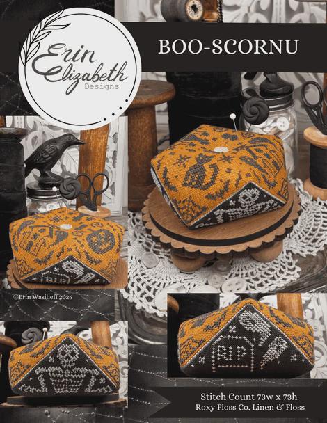 Boo-scornu by Erin Elizabeth Designs (PRE-ORDER) - Cross Stitch Paper Pattern