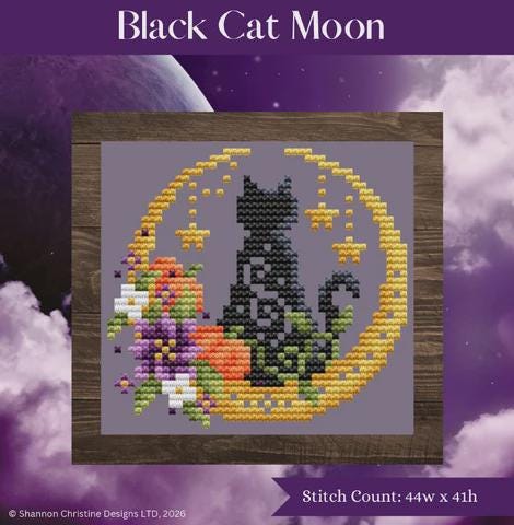Black Cat Moon by Shannon Christine (PRE-ORDER) - Cross Stitch Paper Pattern