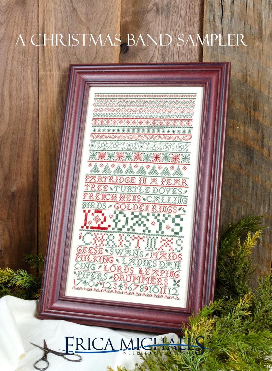 A Christmas Band Sampler by Erica Michaels (PRE-ORDER) - Cross Stitch Paper Pattern