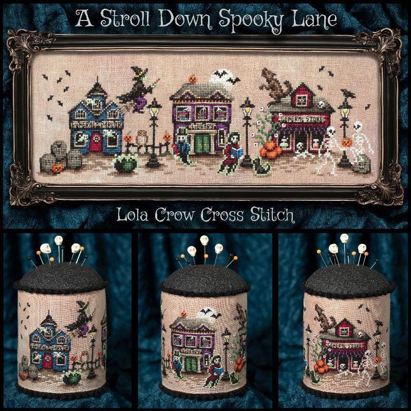 A Stroll Down Spooky Lane by Lola Crow Cross Stitch (PRE-ORDER) - Cross Stitch Paper Pattern