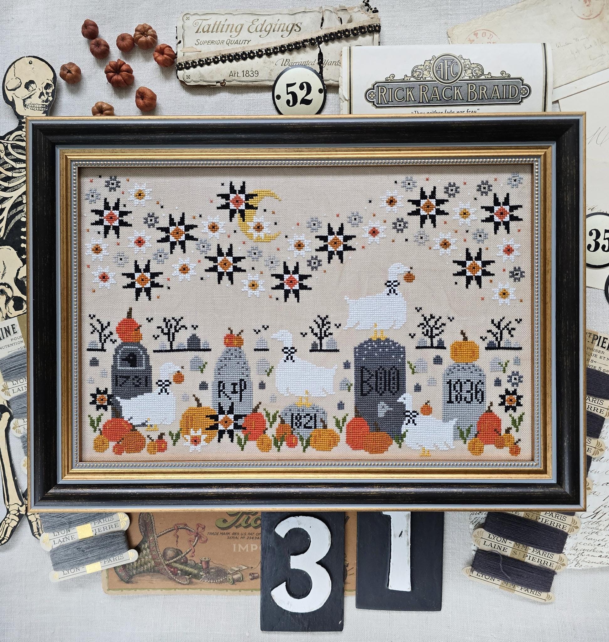 Ghoosts in the Graveyard by Hello from Liz Mathews (PRE-ORDER) - Cross Stitch Paper Pattern