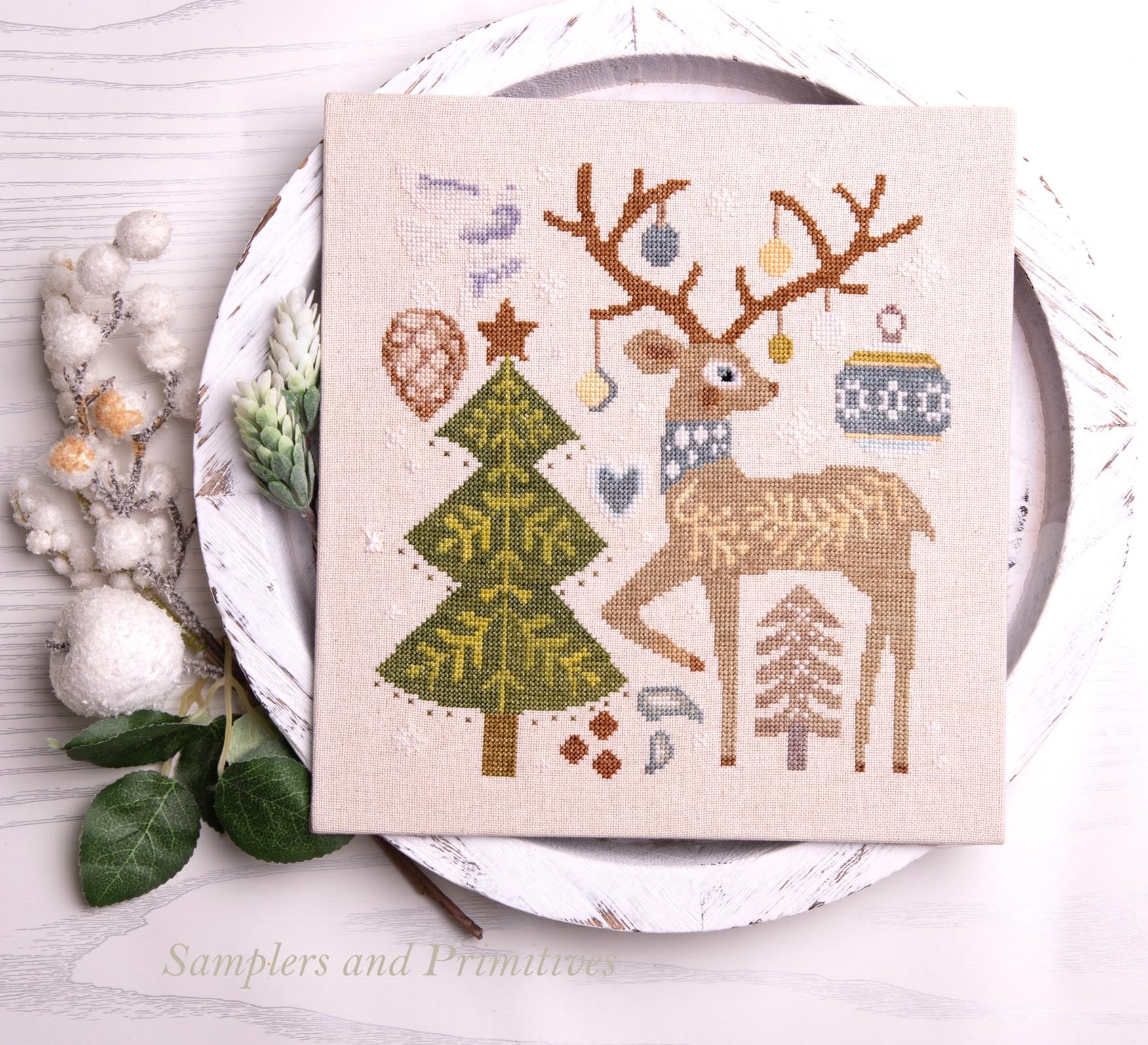 Festive Reindeer by Samplers and Primitives (PRE-ORDER) - Cross Stitch Paper Pattern