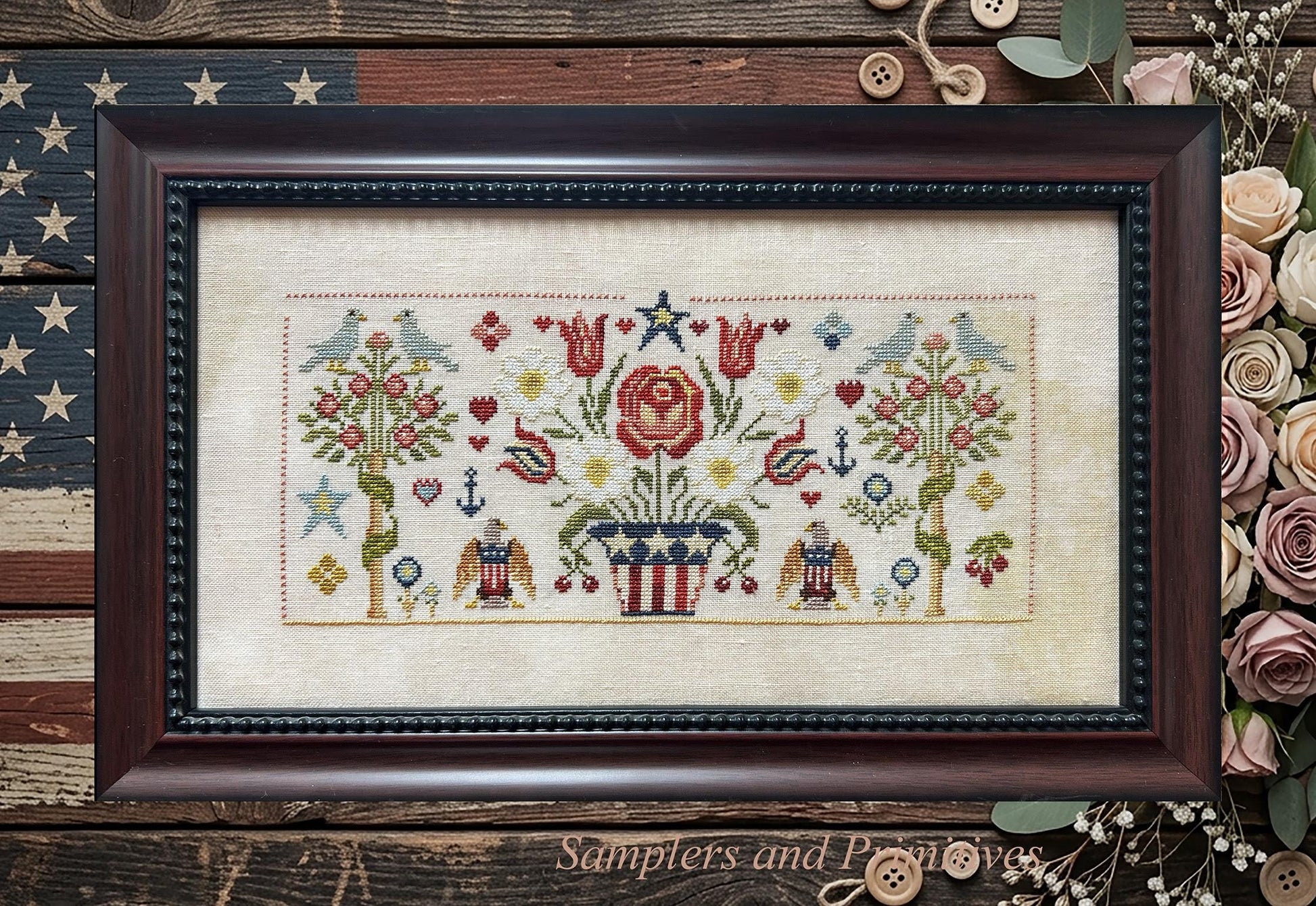 Stars and Petals by Samplers and Primitives (PRE-ORDER) - Cross Stitch Paper Pattern