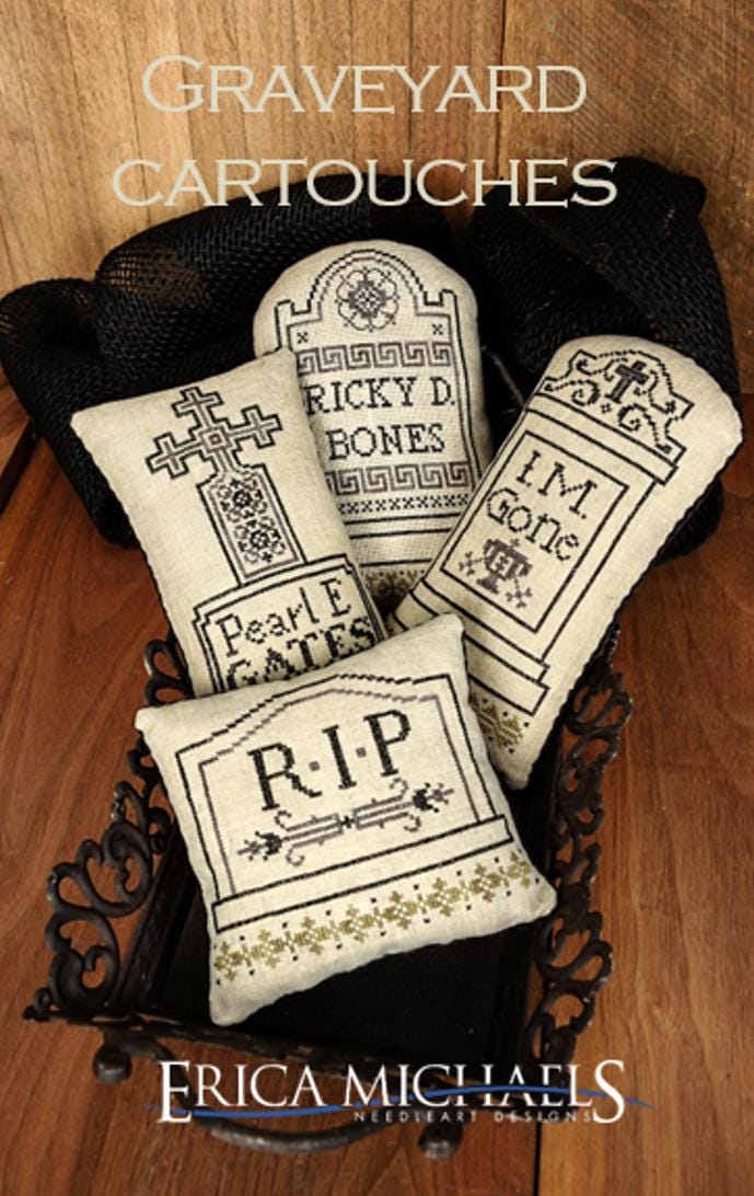 Graveyard Cartouches by Erica Michaels (PRE-ORDER) - Cross Stitch Paper Pattern