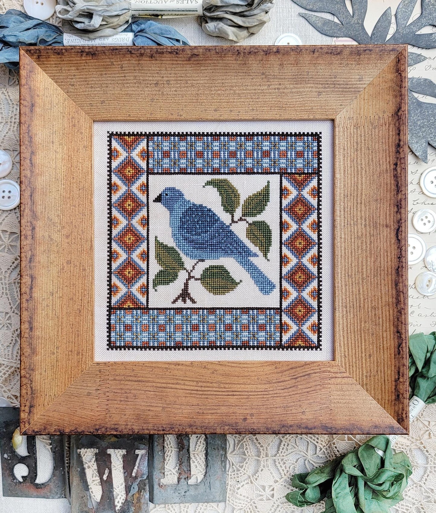 Plaid Bird by Hello from Liz Mathews (PRE-ORDER) - Cross Stitch Paper Pattern