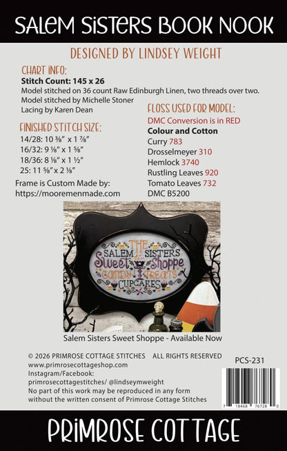 Salem Sisters Book Nook by Primrose Cottage Stitches - Cross Stitch Paper Pattern